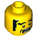 LEGO Yellow Head with Black Eyebrows, Sideburns and Mustache (Recessed Solid Stud) (3626 / 34408)