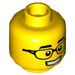 LEGO Amarillo Cabeza con Negro Gafas (Espiga sólida hueca) (3626 / 49906)