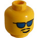 LEGO Yellow Head with Blue Sunglasses and Moustache (Safety Stud) (3626)