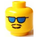 LEGO Yellow Head with Blue Sunglasses and Moustache (Safety Stud) (3626)