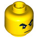 LEGO Geel Hoofd met Bushy Eyebrows, grim (Veiligheids Stud) (15009 / 93619)