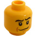 LEGO Yellow Head with Crooked Smile, Black Eyebrows, White Pupils, Chin Dimple (Safety Stud) (15031 / 93583)