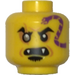 LEGO Yellow Head with Dark Purple Snake Tattoo, Right Eyebrow Scar, Open Mouth with Fangs (Recessed Solid Stud) (3626)