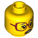 LEGO Yellow Head With Dark Red Glasses (Safety Stud) (3626 / 15914)