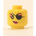 LEGO Gelb Kopf mit Eyepatch und Koralle Eyeshadow (Vertiefte feste Noppen) (3626)