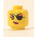 LEGO Gelb Kopf mit Eyepatch und Coral Eyeshadow (Einbau-Vollbolzen) (3626)