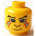 LEGO Yellow Head with Face Paint with Red and Blue Lines (Safety Stud) (3626)