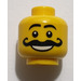 LEGO Yellow Head with Handlebar Moustache and Big Smile (Safety Stud) (3626)