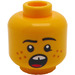 LEGO Gelb Kopf mit Open Mouth mit Zwei Zähne und Freckles (Einbau-Vollbolzen) (3626)