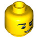 LEGO Yellow Head with Raised Eyebrow and Crooked Smile (Recessed Solid Stud) (3626 / 12813)