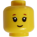 LEGO Giallo Testa con Reddish Marrone, Corto Eyelashes e Piccolo Smile (Recessed Pieno Bottoncino) (Perno solido incassato) (3626)