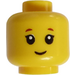 LEGO Yellow Head with Reddish Brown, Short Eyelashes and Small Smile (Recessed Solid Stud) (Recessed Solid Stud) (3626)