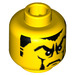 LEGO Yellow Head with Sideburns and Mustache Decoration (Safety Stud) (3626 / 50005)