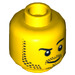 LEGO Geel Hoofd met Stubble en Arched Eyebrow (Verzonken Solid Stud) (13516 / 74681)