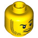 LEGO Yellow Head with Stubble and Arched Eyebrow (Safety Stud) (13516 / 74681)