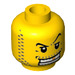 LEGO Yellow Head with Stubble, Wide Grin, Gold Tooth and Arched Eyebrow (Safety Stud) (13628 / 52517)
