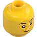 LEGO Yellow Head with Thin Smile, Black Eyes with White Pupils and Thin Black Eyebrows Pattern (Recessed Solid Stud) (11405 / 14967)