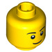 LEGO Gelb Kopf mit Dünn Smile, Schwarz Augen mit Weiß Pupils und Dünn Schwarz Eyebrows Muster (Einbau-Vollbolzen) (11405 / 14967)