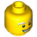 LEGO Geel Hoofd met Wit Bushy Eyebrows (Verzonken solide nop) (10766 / 13455)