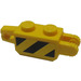 LEGO Geel Scharnier Steen 1 x 2 Verticaal Vergrendelings Dubbele met Zwart en Geel Danger Strepen Sticker (30386)