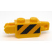 LEGO Jaune Charnière Brique 1 x 2 Verticale Verrouillage Double avec Noir et Jaune Rayures Danger sur Both Sides Autocollant (30386)