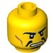 LEGO Yellow Hun Warrior Head, Black Splitted Moustache, Cheak Lines (Recessed Solid Stud) (3626 / 18183)