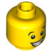 LEGO Yellow Jester Head, Wide Smile, Lifted Eyebrows (Recessed Solid Stud) (3626 / 18180)