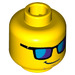 LEGO Yellow Lifeguard Head with Blue Glasses (Recessed Solid Stud) (3626 / 18196)