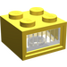 LEGO Geel Light Steen 2 x 2, 12V met 3 plug Gaten (Geribbelde transparante diffusorlens)