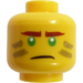 LEGO Yellow Lloyd Head with Dark Tan Stripes (Recessed Solid Stud) (3626)