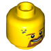 LEGO Yellow Male Head with Beard, Dirt Stains and Open Smile (Recessed Solid Stud) (3626 / 24405)