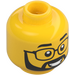 LEGO Yellow Male Head with Black Beard, Wide Grin and Glasses (Recessed Solid Stud) (3626 / 101365)