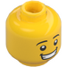 LEGO Gul Hankøn Hoved med Sort Eyebrows og Bred Grin (Forsænket solid knops) (3626 / 26881)