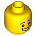 LEGO Gelb Male Kopf mit Schwarz Eyebrows und Breit Grinsen (Einbau-Vollbolzen) (3626 / 26881)