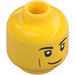 LEGO Amarillo Hombre Cabeza con Negro Eyebrows, Cheek y Chin Lines y Lopsided Smile (Espiga sólida hueca) (3626 / 65642)