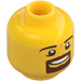 LEGO Yellow Male Head with Brown Squared Beard, Open Mouth with Teeth and White Pupils Pattern (Recessed Solid Stud) (3626 / 12784)