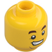 LEGO Geel Mannelijk Hoofd met Lopsided Grijns en Dubbele Chin (Verzonken solide nop) (3626 / 38476)