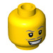 LEGO Yellow Male Head with Thin Moustache and Wide Mouth Pattern (Recessed Solid Stud) (3626 / 18178)