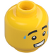 LEGO Gelb Männlich Kopf mit Drei Sweat Drops, Dick Eyebrows und Clenched Grinsen (Vertiefte feste Noppen) (3626 / 98261)