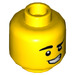 LEGO Yellow Man in Sand Blue Suit Minifigure Head (Recessed Solid Stud) (3626 / 66255)