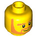 LEGO Yellow Minifig, Head Beard Orange, Bushy Eyebrows, White Pupils, Wrinkles and Smile Pattern - Stud Recessed (Recessed Solid Stud) (3626 / 24267)