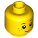 LEGO Jaune Minifig Diriger avec Noir Eyelashes, Brown Eyebrows, Freckles Modèle (Goujon solide encastré) (20393 / 30973)