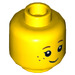 LEGO Yellow Minifig Head with Black Eyelashes, Brown Eyebrows, Freckles Pattern (Recessed Solid Stud) (3626)
