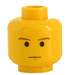 LEGO Yellow Minifig Head with Brown Eyebrows (Safety Stud) (3626 / 83799)