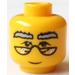 LEGO Yellow Minifig Head with Half-Moon Glasses and Grey Eyebrows (Safety Stud) (3626 / 50897)