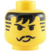LEGO Yellow Minifig Head with Smirk &amp; Black Moustache (Safety Stud) (3626)