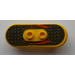LEGO Yellow Minifig Skateboard with Four Wheel Clips with Tear Plate and Red Stripes Sticker (42511)