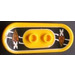 LEGO Geel Minifig Skateboard met Vier Wiel Clips met Wit &#039;X&#039; en Oranje Flames (Xtreme Stunts logo) Sticker (42511 / 88422)