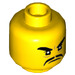 LEGO Yellow Minifigure Head - Angry Expression with Thick Black Eyebrows and Mustache (Recessed Solid Stud) (3626 / 34339)