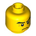 LEGO Amarillo Minifigura Cabeza Frowning con Crow&#039;s Feet Lines by Ojos (Espiga de seguridad) (3626 / 93390)